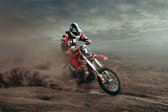 Fotobehang Motorcrosser In De Woestijn - Vliesbehang - 312 x 219 cm