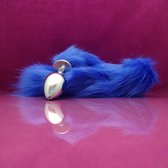 Medium buttplug met lange staart - 75cm - Blauw - Maat M - Anaal plug met blauwe staart - PinkPonyClubnl