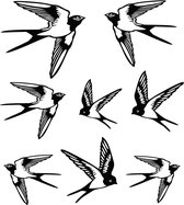 Raam sticker 7 vrolijke zwaluwen - Veranda - Overkapping - Decoratie - Muursticker - Vogels - Dieren