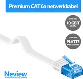 Neview - 10 meter premium platte UTP kabel - CAT 6a - 10 Gbit - 100% koper - Wit - (netwerkkabel/internetkabel)