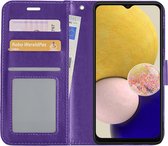 Hoes Geschikt voor Samsung A13 4G Hoesje Book Case Hoes Flip Cover Wallet Bookcase - Paars