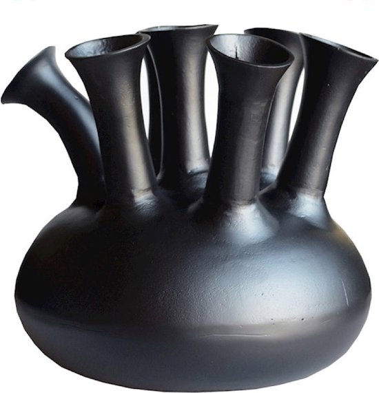 Toetervaas Amsterdam | Zwart | 7 Toeters | Tulpenvaas | Metaal | Ø43 x H33 cm | Vase the world