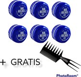 Haar Mannan Wax - Haar Wax - Haar Kamen - Haar Styling Kamen - Haar Gel - Hair Wax - MR>REBEL Hair Styling Wax 03 Blue { 6 Stuks + Een Styling Kam } 900ML