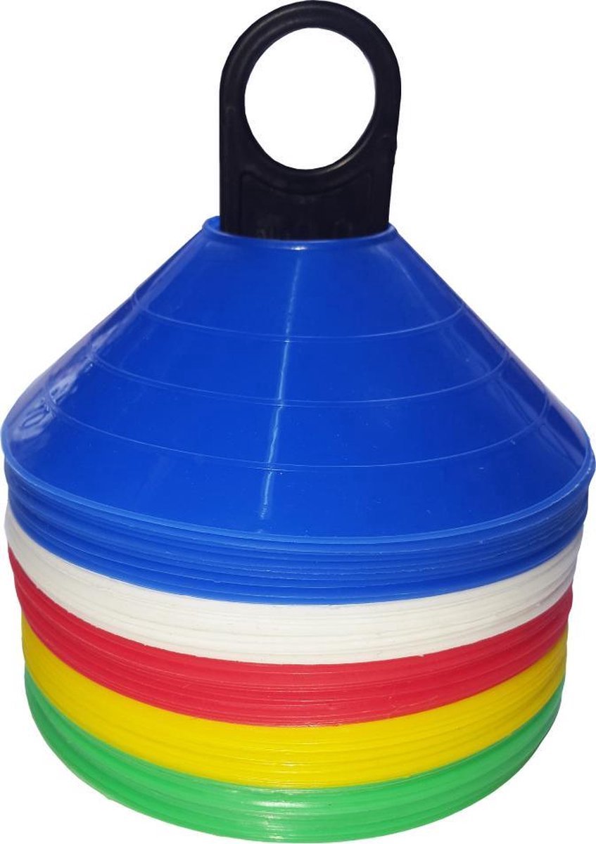 LOPYXBR 100 stuks hoedjes, voetbal, 5 kleuren, markeringshoedjes, set