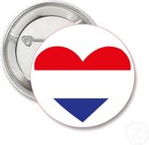 10 Buttons rood wit blauw hartvormig - geboorte - voetbal - koningsdag - EK - WK - Nederland - Holland - button