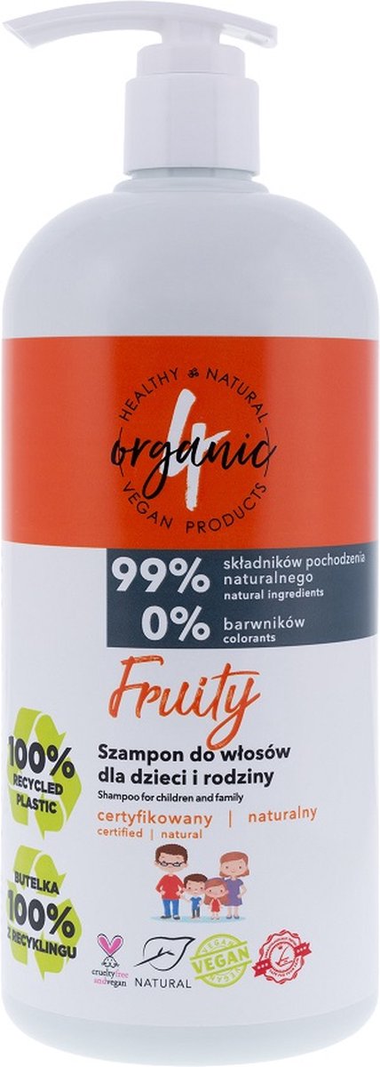 Fruitige natuurlijke haarshampoo voor kinderen en gezinnen 1000ml