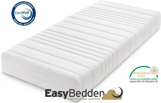 EasyBedden® koudschuim HR45 matras 70x190 14 cm – Luxe uitvoering - Premium tijk - ACTIE - 100% veilig product