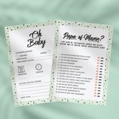 Oh Baby | 60 Voorspellingskaarten & Quiz Kaarten | 100% Eco-Papier |  Babyshower Invulkaarten - Gender Reveal - spelletjes