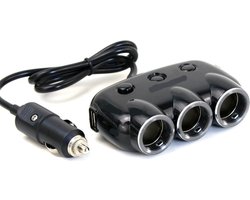 auto accessories sigarettenaansteker splitter - 2 Poorten USB - Auto Lader 3-delig - autolader usb - Autolader Splitter - Sigarettenaansteker - Auto Hub - Zwart