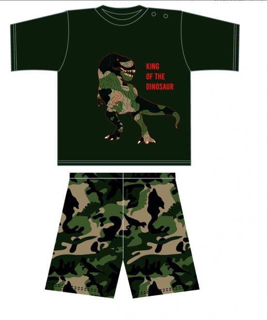 Fun2wear - kinder - jongens - shortama - Dinosaurus - Khaki - maat 104