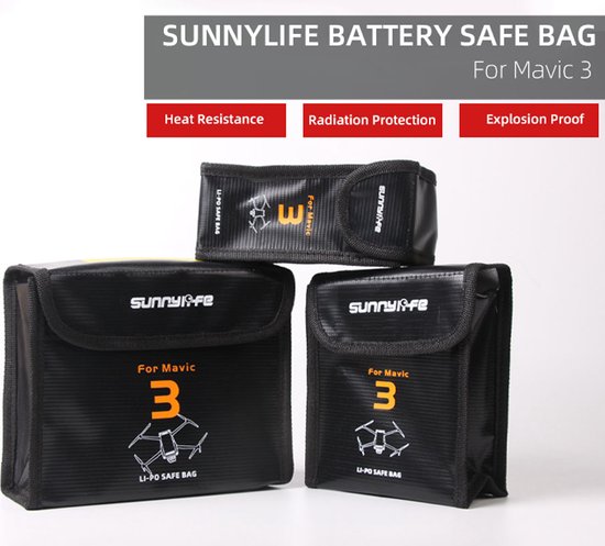 Batterij Explosieveilige Veiligheidstas Compatibel met DJI Mini 3 Pro Drone Batterij Veiligheid Opladen Opbergtas Vervanging 121x95x63mm L Maat
