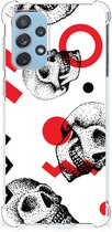 Telefoonhoesje Geschikt voor Samsung Galaxy A73 Stevige Bumper Hoesje met transparante rand Skull Red