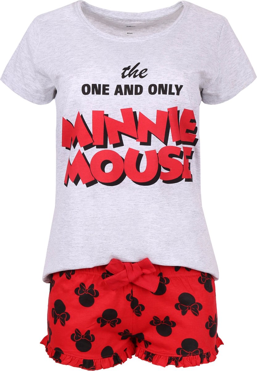 Grijs-rode damespyjama met korte mouwen - Minnie Mouse DISNEY / L