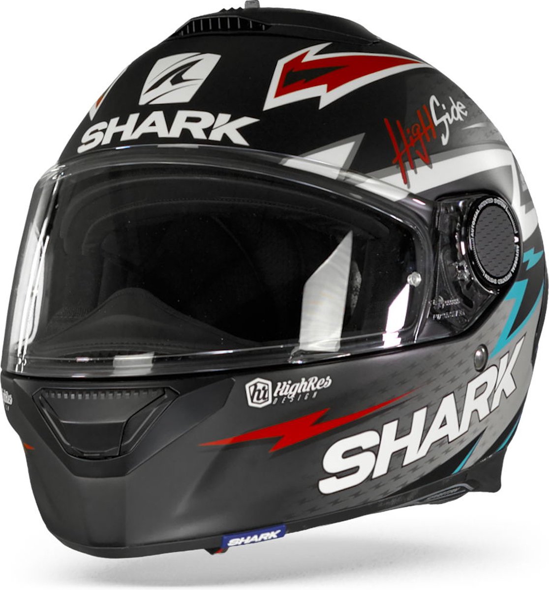 SHARK SPARTAN 1.2 ADRIAN PARASSOL Motorhelm integraalhelm Mat Zwart Zilver Rood - Maat S