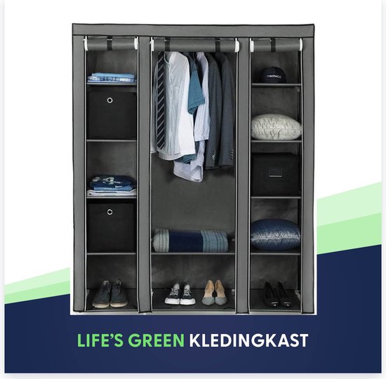Life's Green® KM1G XXL opvouwbare kledingkast – Opbergkast Campingkast – Stalen... | bol.com