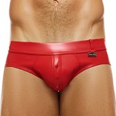 Modus Vivendi - Leather Legacy Slip Rood - Maat XL - Heren Slip - Mannen Ondergoed - Nep leer