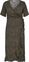 ONLY CARMAKOMA CARFRIDA EX SS WRAP BLK DRESS AOP Dames Jurk - Maat 48