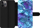 Bookcase Geschikt voor iPhone 11 Pro telefoonhoesje - Kunst - Golf - Blauw - Psychedelisch - Met vakjes - Wallet case met magneetsluiting
