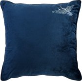 Mistral Home - Sierkussen - 45x45 cm - met rits en binnenkussen - katoen polyester - Geborduurd kraanvogel - Blauw
