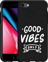 iPhone SE 2020 Hoesje Zwart Good Vibes wit - Designed by Cazy