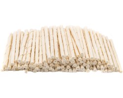 Witte gedraaide staafjes 7/8mm 100st. - hondensnack - kauwbot - kauwstaafjes - rawhide - runderhuid kauwstokjes - voordeelpak
