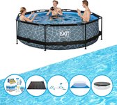 EXIT Zwembad Stone Grey - Frame Pool ø300x76cm - Inclusief bijbehorende accessoires