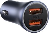 Baseus Autolader USB A  - Auto oplader  autolader 2 poorten - Auto lader - Sigarettenaansteker USB oplader auto - Snellader  (grijs)  CCJD-A0G