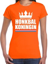 Oranje honkbal koningin shirt met kroon dames - Sport / hobby kleding XS