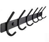 Seaso wandkapstok RVS - Kapstok Industrieel - 12 hangers - Mat zwart