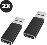 USB naar USB C Splitter - USB Adapter geschikt voor Apple & Windows computers - Werkt ook als auto oplader - Zwart - 2pack