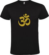 Zwart  T shirt met  print van  "het mooie spirituele Ohm teken" " print Goud size S