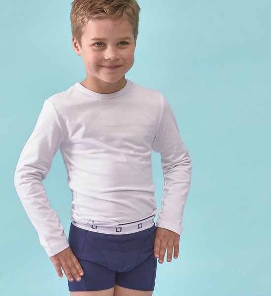 Little Label T-shirt Garçons Wit - Manches Longues - 2 Pièces - Maillot Basic - Taille 92 - Katoen BIO doux