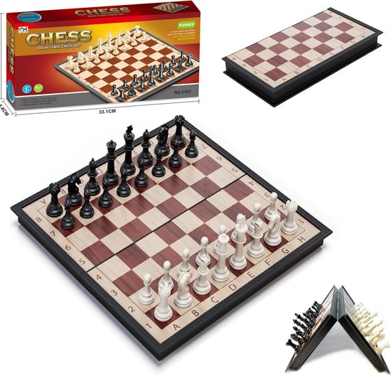 Afbeelding van het spel Luxe schaakbord met schaakstukken - Chess set - Magnetisch schaakbord met schaak stukken - Schaakspel - inklapbaar bord - 33x33 cm