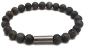 H-Beau - Handgemaakte Armband van Edelstenen - Natuurstenen - Labradoriet - Kralen - lengte 18cm - 8mm - Mat - Grijs - Groen - Vrouw - Unisex - Sterrenbeeld - Horoscoop - Leeuw - S