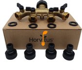 Horvitus® Waterverdeler - 4 weg - Messing - met rubbers en koppelingen
