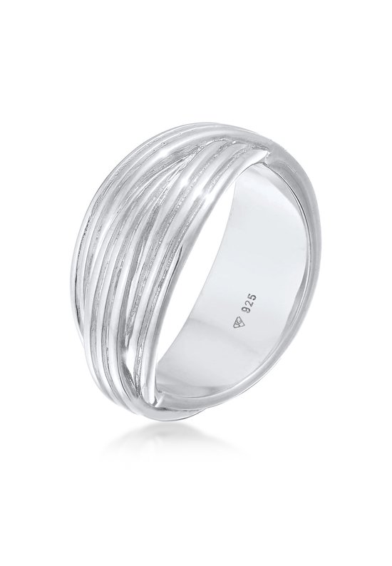 Elli PREMIUM Dames Ring Elli PREMIUM Ring Dames Wikkel Structuur Gedraaid in 925 sterling zilver Gerhodineerd