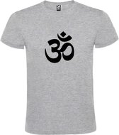 Grijs  T shirt met  print van  "het mooie spirituele Ohm teken" " print Zwart size XS