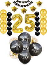25 jaar verjaardag feest pakket Versiering Ballonnen voor feest jubileum 25 jaar. Ballonnen slingers gouden opblaasbare cijfers 25. 38 delig