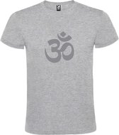 Grijs  T shirt met  print van  "het mooie spirituele Ohm teken" " print Zilver size XL