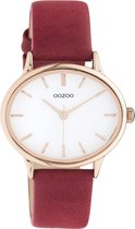 OOZOO Timepieces - Rosé gouden horloge met rood leren band - C10942 - Ø38