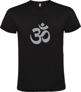 Zwart  T shirt met  print van  "het mooie spirituele Ohm teken" " print Zilver size XXXL