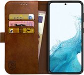Rosso Element Book Case Wallet Hoesje Geschikt voor Samsung Galaxy S22 | Portemonnee | 3 Pasjes | Magneetsluiting | Stand Functie | Bruin