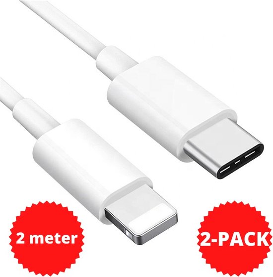 bezorgdheid Schuldenaar Badkamer USB C naar Lightning kabel 2 meter geschikt voor Apple iPhone & iPad -  iPhone oplader... | bol.com