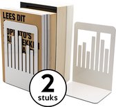 Boekensteun "Wit" Metaal - Set van 2 - Kast Organizer - Book Holder - Boekhouder - Boeksteun - Boekenrek - Kookboekstandaard - Boekenkast - Boekensteunen Kinderkamer