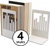 Boekensteun "Wit" Metaal - Set van 4 - Boekenhouder - Boekenstandaard - Metalen Boekensteun - Bookstand - Boekenrek - Boekensteunen - Plankverdeler - Plank Verdeler