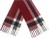 sjaal Geruit dames 190 x 48 cm polyester rood/blauw/wit