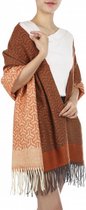 sjaal Patroon dames 180 x 68 cm polyester oranje