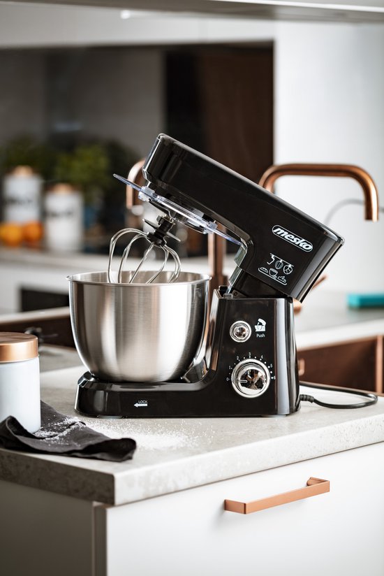 Mesko MS 4217 - Keukenmachine - Keukenrobot - Keukenmixer - 1200W - Zwart - Anti-Spatdeksel - Compleet met accessoires van Mesko — afbeelding 4