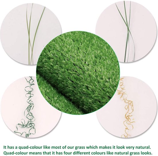 Kunstgras - Grastapijt - Artificial Grass - Grasmat voor Buiten / Tuin / Balkon - 4 x 1 mtr - 15 mm - Merkloos