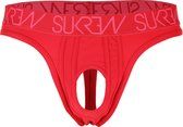 Sukrew U-Style Classic String Crimson - Maat XL - Erotische Heren String - Sexy Mannen Ondergoed - Open voorkant